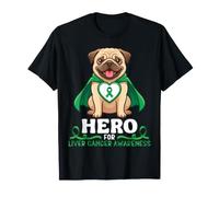 Pug Dog Hero for Liver Cancer Awareness Support Warrior T-Shirt