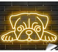 Pug Dog Neon Sign for Wall Decor Dimmable Art for Man Cave Bedroom Room Lights Light Up s Decorations Birthday Party