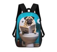 Pug Dog on The Toilet Backpack, 3D Printed School Bag, School Lunch Bag, Travel Backpack, Friends Backpack, School Backpack for Girls And Boys 17inch