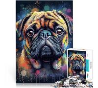 Pug dog paintingAdults 1000 Pieces Puzzle Help the brain exercise addictive toys to cultivate patience wall decoration 38x26cm