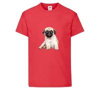 Pug Dog Pet Friends Family Teens Children's T Shirt Various Sizes And Colours (Red, 8-12)