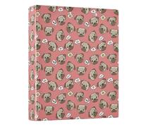 Pug Dog Pink Cartoon 3 Ring Binder 1.5 Inch Round Ring Binder View Binder Holds 200 Documents for Home School Office Use
