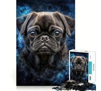 Pug Dog Portrait Jigsaw Puzzles 1000 Pieces for Adults Focus Brain Toy Home Leisure Tight Edge Santa Wish Gift (38x26cm)