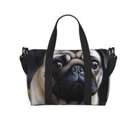 Pug Dog Print Travel Duffel Bag, Lightweight Water-Resistant Weekender Spacious Gym & Travel Bag for Men, Women & Teens