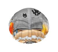 Pug Dog Printed Double-Layer Shower Cap, Reusable Shower Cap, Suitable For Various Hair Lengths