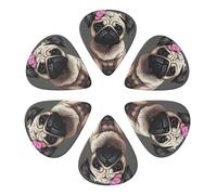 Pug Dog Printed Guitar Picks -6 Pcs Guitar Picks Plectrum,Guitar Accessories,Electric Guitar Pick, Bass & Ukulele 0.96mm