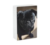 Pug Dog Puppy Cigarette Case for Regular King Size 85mm 20 Capacity Push to Open Hard Shell Cigarette Box Portable & Waterproof Cigarettes Case for Men Women Pocket Cigarettes Holder, Cig Accessories
