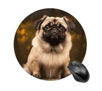 Pug Dog Round Mouse Pad 7.8 Inch, Portable Gaming Mouse Mat with Non-Slip Rubber Base & Smooth Surface, Waterproof Mousepad for PC, Laptop, Computer, Office, Home