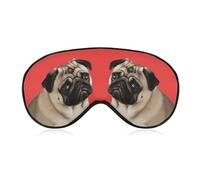 Pug Dog Sleep Mask Light Blocking Eye Cover Polyester Eye Mask with Elastic Strap Blindfold for Side Sleeper Sleeping Masks Face Hugging for Women Men Travel