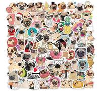 Pug Dog Stickers(100 PCS),Gift for Children Teens Adults,Unique Durable Aesthetic Trendy Sticker Perfect for Laptop,Computer,Phone Kawaii Pug Dog Animal Stickers|ki-06