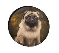 Pug Dog Universal Waterproof Trailer Tire Cover, Custom Trailer Wheel Cover, for Trailers, Trucks, RVs, SUVs from 24" to 36" (Fits 36 Wheels