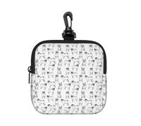 Pug DogCute Pug Dog Black and White, Coin Purse Square Zipper Storage Bag, Change Pouch with Lobster Buckle Clasp Buckle, Change Purse