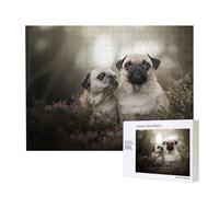 Pug Dogs Family Bokeh Mother And Cub Dogs Pets,500 Pieces Wooden Jigsaw Family Game Jigsaw Puzzles for Adults Teens Home Decor