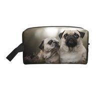 Pug Dogs Family Bokeh Mother and Cub Dogs PetsLarge Capacity Cosmetic Organizer，Travel Makeup Bag for Women