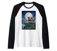 Pug Dogs Howling to The Moon Fantasy Stories Lovers Raglan Baseball Tee