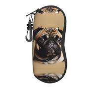 Pug Dogs Large Glasses Case,Durable Eyeglass Holder for Women with Hard Shell - Perfect for Travel and Daily Use, Black, One size
