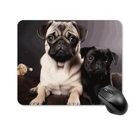 Pug Dogs Mouse Pad Square Mice Mat Waterproof Computer Mousepad with Non-Slip Rubber Base Wireless Mice Pad for Laptop Office Home Personalized Gaming Mousepad 20 * 25cm