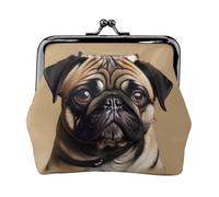 Pug Dogs print Coin Purse, Mini Change Purse for Women Small Coin Purse for Credit Card ID Key, Black, One Size, Vintage