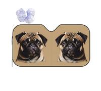 Pug Dogs Printing Car Windshield Sunshade-Thicken Bubble Block Heat and Sun UV Rays,Front Windshield,Sun Visor