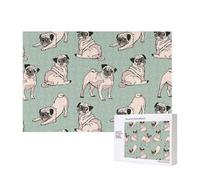 Pug Dogs Sitting,300 Pieces Wooden Jigsaw Family Game Jigsaw Puzzles for Adults Teens Home Decor