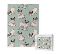 Pug Dogs Sitting,500 Pieces Wooden Jigsaw Family Game Jigsaw Puzzles for Adults Teens