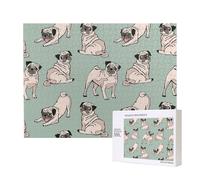 Pug Dogs Sitting,500 Pieces Wooden Jigsaw Family Game Jigsaw Puzzles for Adults Teens Home Decor