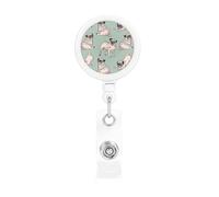 Pug Dogs Sitting, Retractable Badge Holder,Badge Reels Holder with ID Clip Alligator Clip