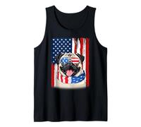Pug Dogs US America Flag Men Women 4th of July Patriotic Tank Top