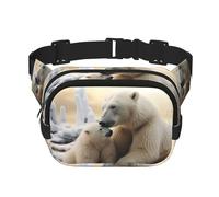 Pug Dogs with Soccer Ball Football Fanny Pack for Women Men Fashion Waist Pack Adjustable Belt Bag for Workout Running Travelling Casual Waist Bag, Polar Bear Love, One Size