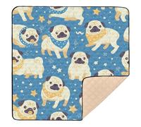 Pug Dosg Blue Cute Large Non-Slip Baby Activity Play Mat for Floor Water Resistant Foldable Newborns Kicking Mat for Baby Toddler Infant, 50'' x 50''