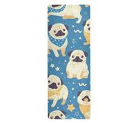 Pug Dosg Blue Cute non toxic yoga mat for home gym printed, non slip, hot yoga towel non slip with bags tapete para ejercicio 71x26 inches