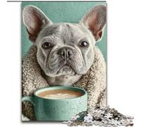 Pug Drinking Coffee Jigsaw Puzzles for Adults 1000, Educational Stress Relief Toy for Is Ideal As A Gift for The Whole Family (50x75cm)