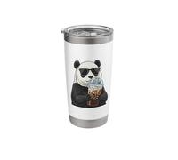 Pug Drinking Iced Coffee Lover Animal Meme Funny Panda Bear Stainless Steel Insulated Tumbler