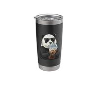 Pug Drinking Iced Coffee Lover Animal Meme Funny Panda Bear Stainless Steel Insulated Tumbler