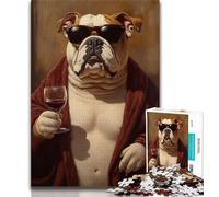 Pug Drinking Red Wine Jigsaw Puzzles for Teenagers 1000 Pieces,Learning Educational Toy for Is Ideal As A Gift for The Whole Family (50x75cm)