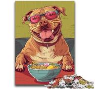 Pug Eating Noodles Jigsaw Puzzles for Adults 1000 Pieces, Suitable for Ages 14 And Up Improve Memory Gifts Ideas 26x38cm