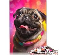 Pug Fiesta Jigsaw Puzzles Puzzles for Adults Kids. 1000 Pieces Great Gifts Challenge Toy Educational Game Home Decoration for Educational Games Gifts 1000pcs (38x26cm)