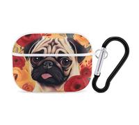 Pug Flower AirPod Pro Case, Anti Scratch Hard PC Cover with Keychain, AirPod Pro 2nd/1st Case Accessories for Women Men, White-Style