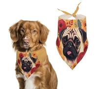 Pug Flower Dog Bandanas for Feeding Grooming, Triangle Pet Bibs Washable Pets Scarf for Cats & Dogs