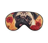 Pug Flower Eye Mask for Women & Men, Breathable & Adjustable Eye Cover, Ultra Soft Sleep Mask, Lightweight Travel Blindfold for Airplane, Nap, Night Sleeping