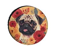 Pug Flower Universal Tire Cover Replacement Oxford Fabric Waterproof Wheel Protector for SUV Truck RV Camper Dust Snow/Sun Protection 26 Inch