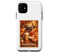 Pug Fun Dog Pet Pumpkin Animal Parody Art Fall Coffee Poster Case for iPhone 11