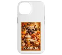 Pug Fun Dog Pet Pumpkin Animal Parody Art Fall Coffee Poster Case for iPhone 14