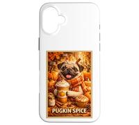 Pug Fun Dog Pet Pumpkin Animal Parody Art Fall Coffee Poster Case for iPhone 16 Plus