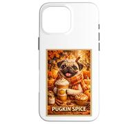 Pug Fun Dog Pet Pumpkin Animal Parody Art Fall Coffee Poster Case for iPhone 16 Pro Max