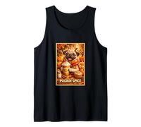 Pug Fun Dog Pet Pumpkin Animal Parody Art Fall Coffee Poster Tank Top
