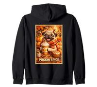 Pug Fun Dog Pet Pumpkin Animal Parody Art Fall Coffee Poster Zip Hoodie