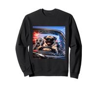 Pug Funny Boys Girls Costume Retro Meme Alien Cop Car Chase Sweatshirt