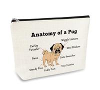 Pug Gifts for Pug Lover Makeup Bag Dog Lover Gift Pug Themed Gifts for Women Cosmetic Bag Dog Nanny Gift Dog Mom Gift Christmas Birthday Gifts for Pug Mom Pug Lover Best Friend Travel Make Up Pouch