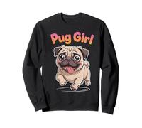 Pug Girl Cute Cartoon for Dog Moms Pet Owners | Womens Pug Sweatshirt